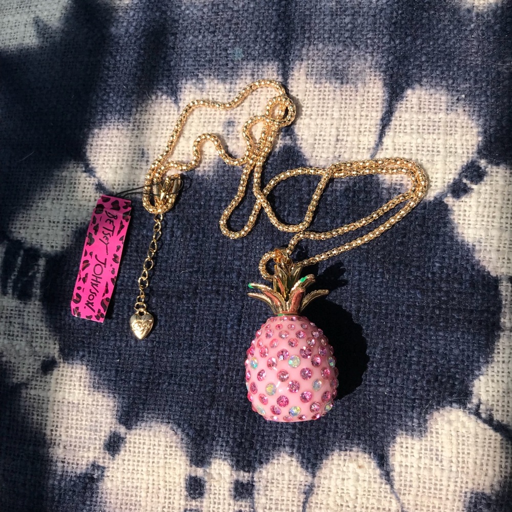 Betsey Johnson pink pineapple necklace